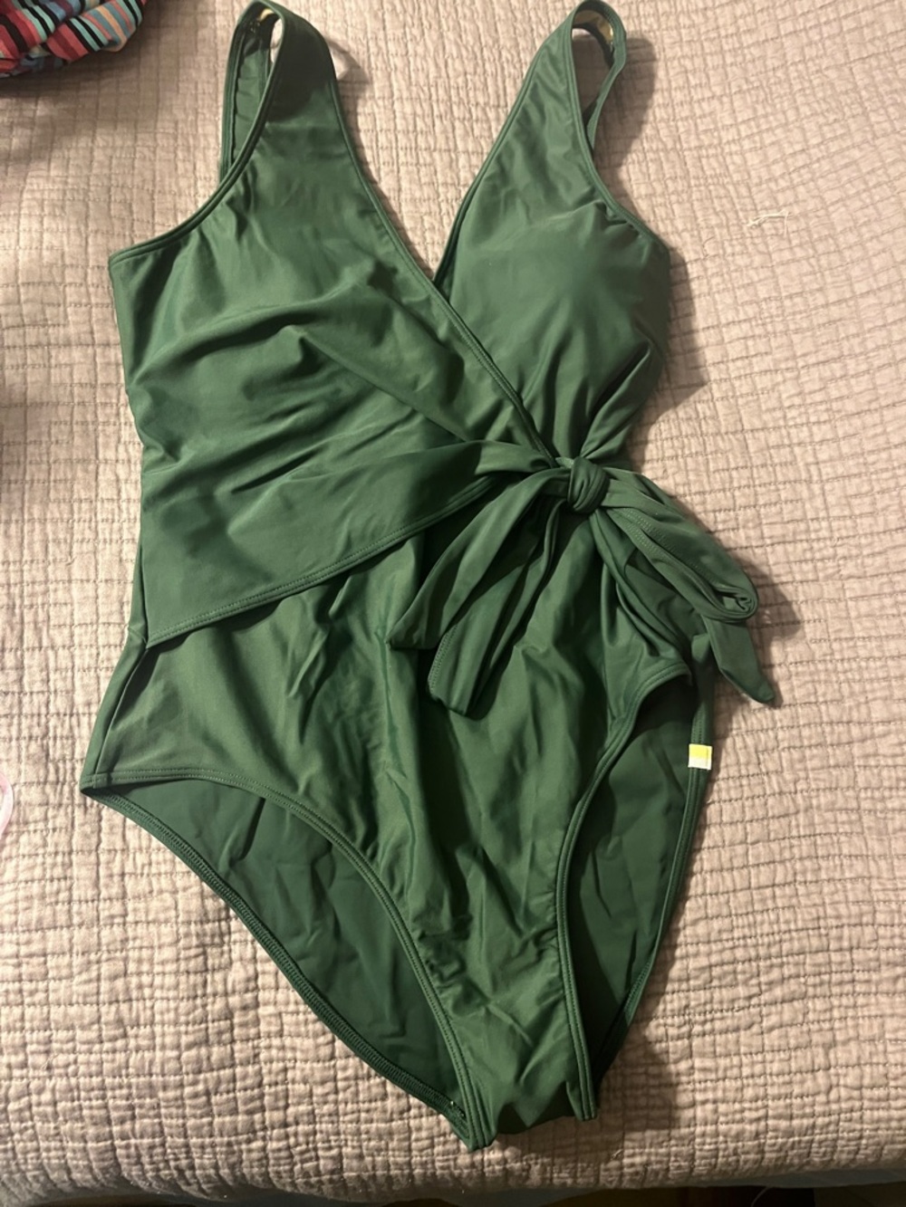 Womens summersalt wrap Green One-Piece Swimsuit with Side Tie 10